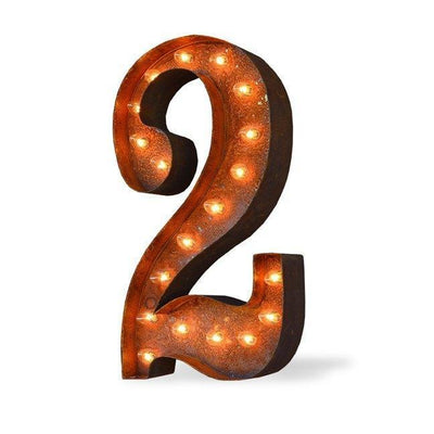 36" Number Marquee Lights - 36" Number 2 (Two) Sign Vintage Marquee Lights
