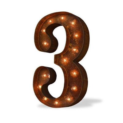 36" Number Marquee Lights - 36" Number 3 (Three) Sign Vintage Marquee Lights