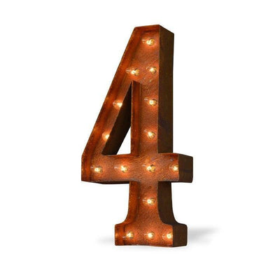 36" Number Marquee Lights - 36" Number 4 (Four) Sign Vintage Marquee Lights