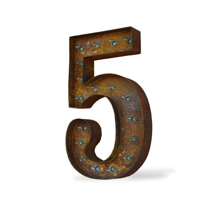36" Number Marquee Lights - 36" Number 5 (Five) Sign Vintage Marquee Lights