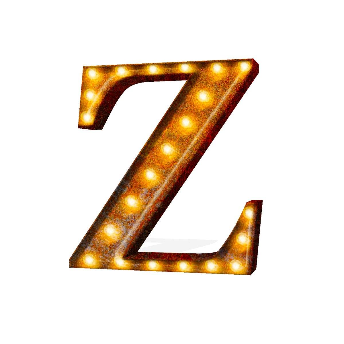24” Letter Z Lighted Vintage Marquee Letters (Rustic)