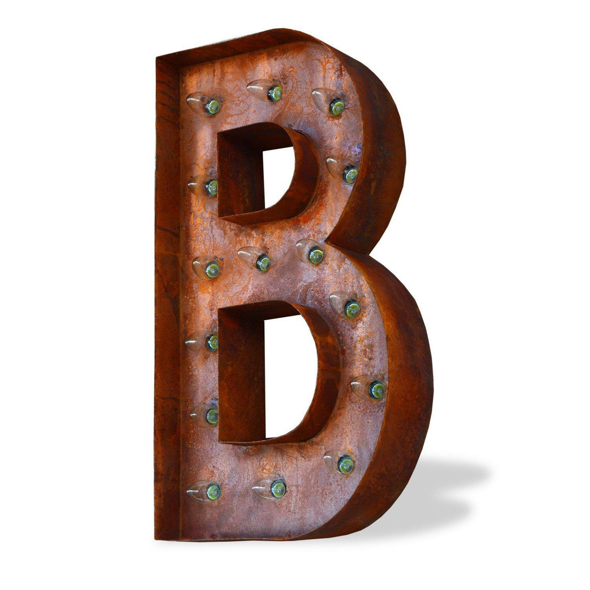 Marquee Letter Lights - 24” Letter B Lighted Vintage Marquee Letters (Modern Font/Rustic)