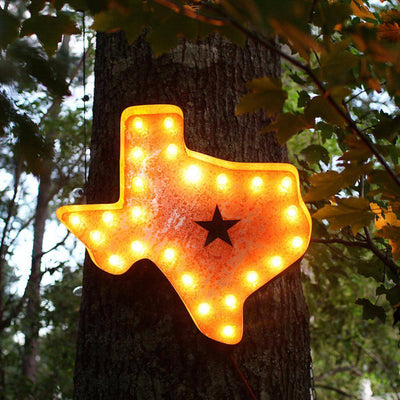 Marquee Symbol Lights - 24” Texas Vintage Marquee Lights Sign (Rustic)