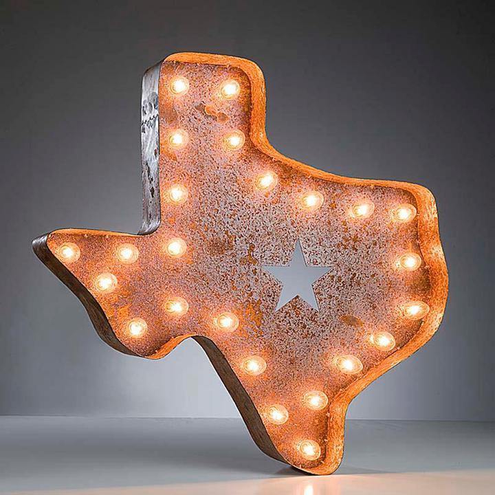 Marquee Symbol Lights - 24” Texas Vintage Marquee Lights Sign (Rustic)