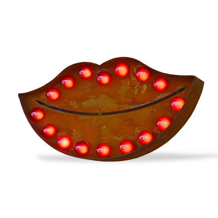 Marquee Symbol Lights - Kissing Lips Vintage Marquee Lights Sign (Rustic)