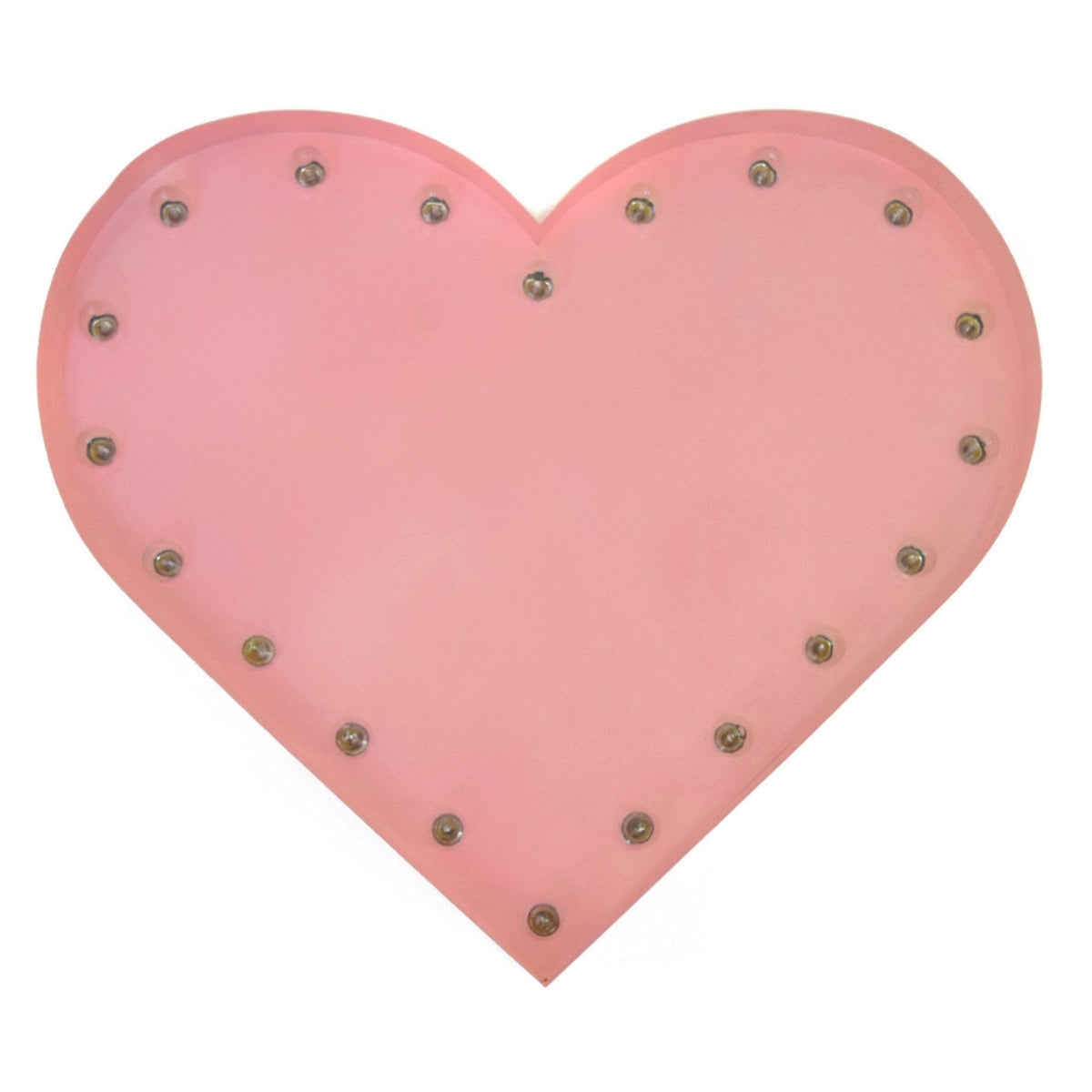 Marquee Symbol Lights - One Foot Small Heart Vintage Marquee Sign With Lights (Pink Finish)