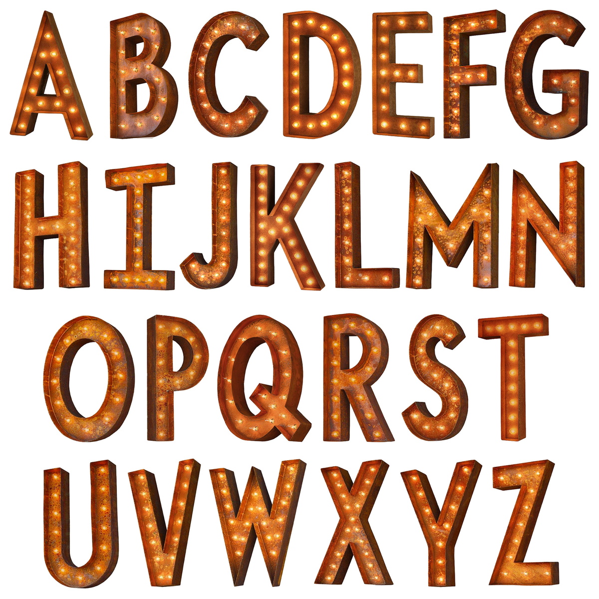 Modern Rust - 12" Modern Rust Letter Lights