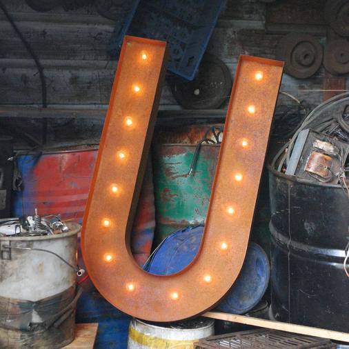 36" Large Rust Letter Lights