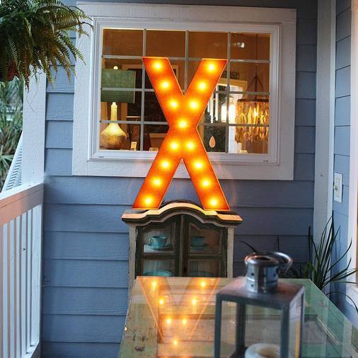 36" Large Rust Letter Lights