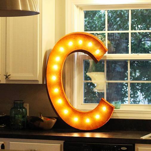 36" Large Rust Letter Lights