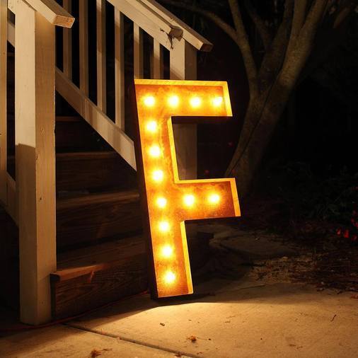 36" Large Rust Letter Lights