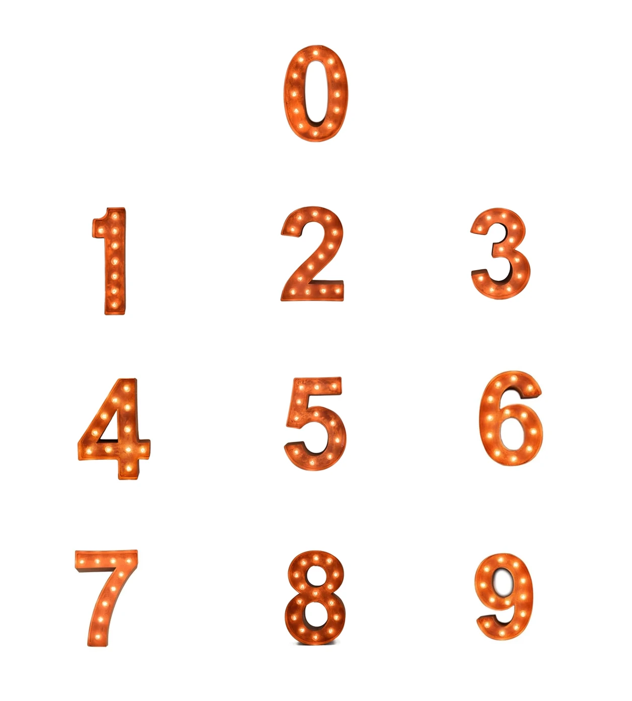 Modern rust marquee numbers