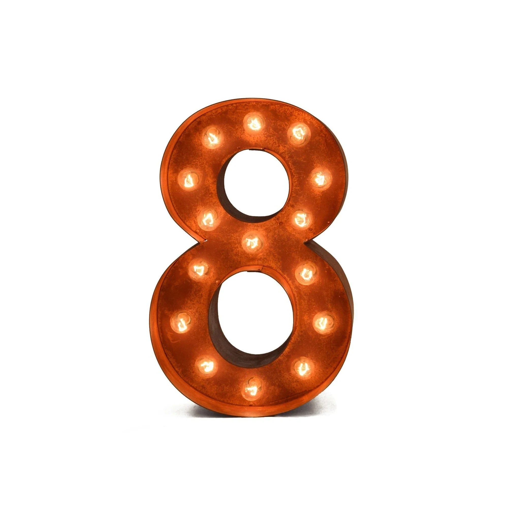 Modern marquee numbers lit at an event